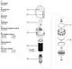 Syr Druckminderer und Kerzenfilter mit verschiedenen Komponenten, einschließlich Manometer, Ventilkörper und Filtereinsatz, schematisch dargestellt.